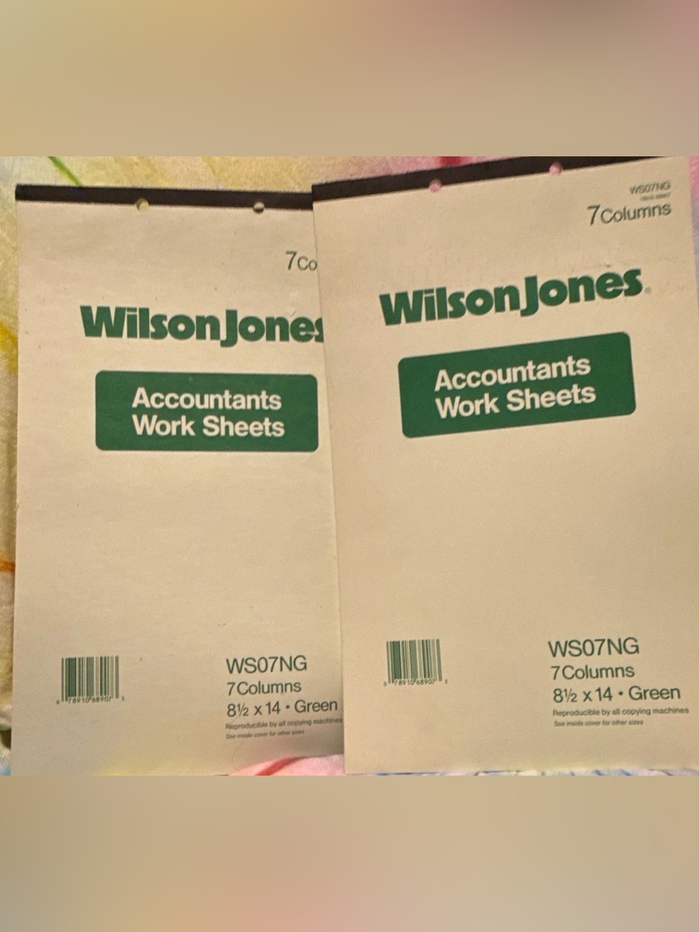 Wilson Jones Accountants Work Sheets WS07NG Pad 7 Column 8 1/2 x 14 Green